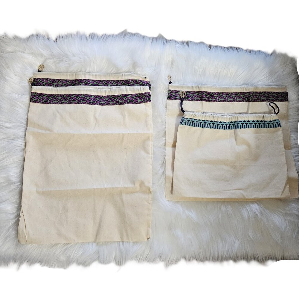 Lot of (4) Tory Burch Drawstring Dustbags Dust Bag Dust Cover Storage Bag NWOT